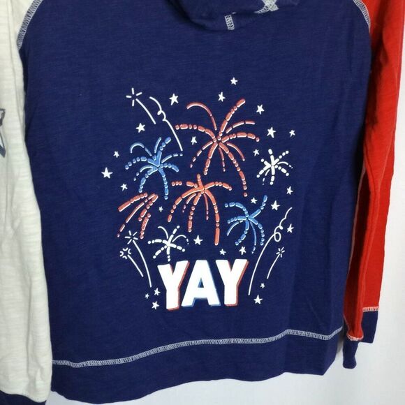 ⭐ Cat & Jack Lightweight Jacket Kids Fireworks Patriotic Graphic Hood Full Zp XL - Picture 4 of 6